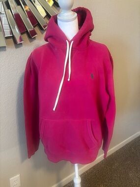 Ralph Lauren Fuchsia Drawstring Hooded Pullover Sweatshirt
